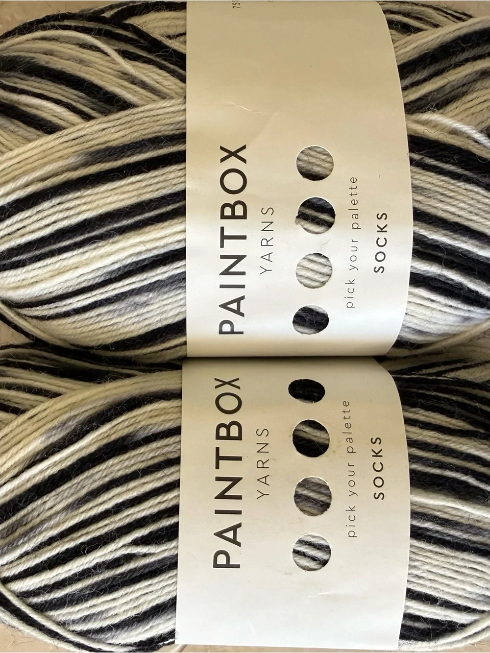 Paintbox Striped Sock Yarn - Black & White